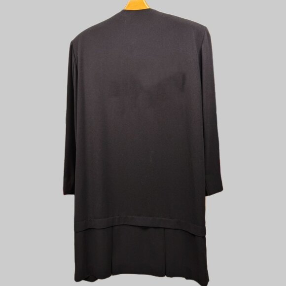 Liz Claiborne MSRP $92 Faux 2 Piece Black Dress Gold-Tone Button  V-neck Medium - Picture 2 of 6